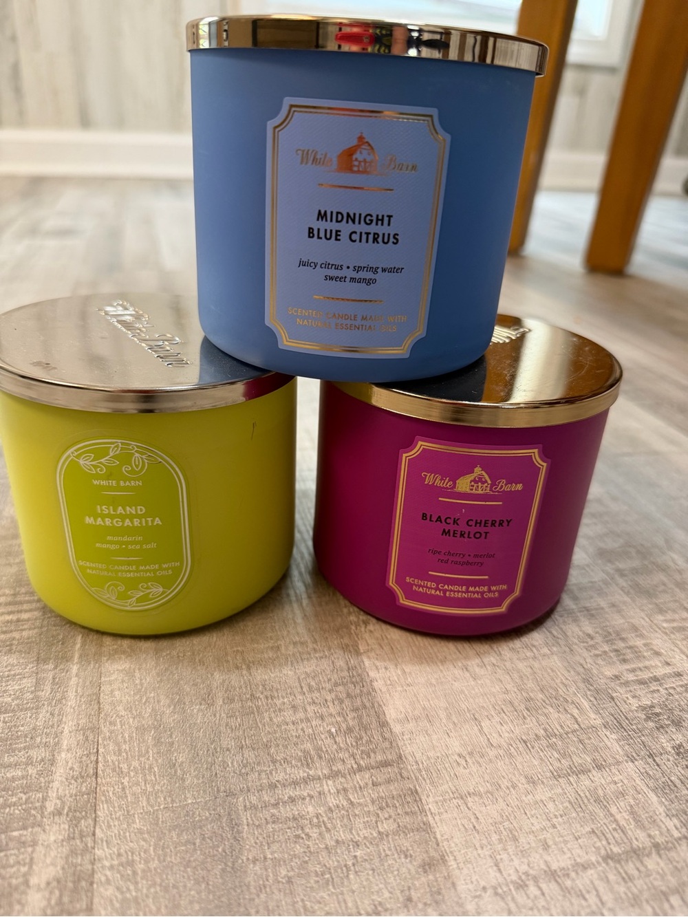 White Barn Bath & Body Works 3-Wick Candle Bundle Island Margarita Citrus Merlot